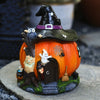 Halloween Witch Pumpkin House Ornament with Glow-in-the-Dark Details Unique