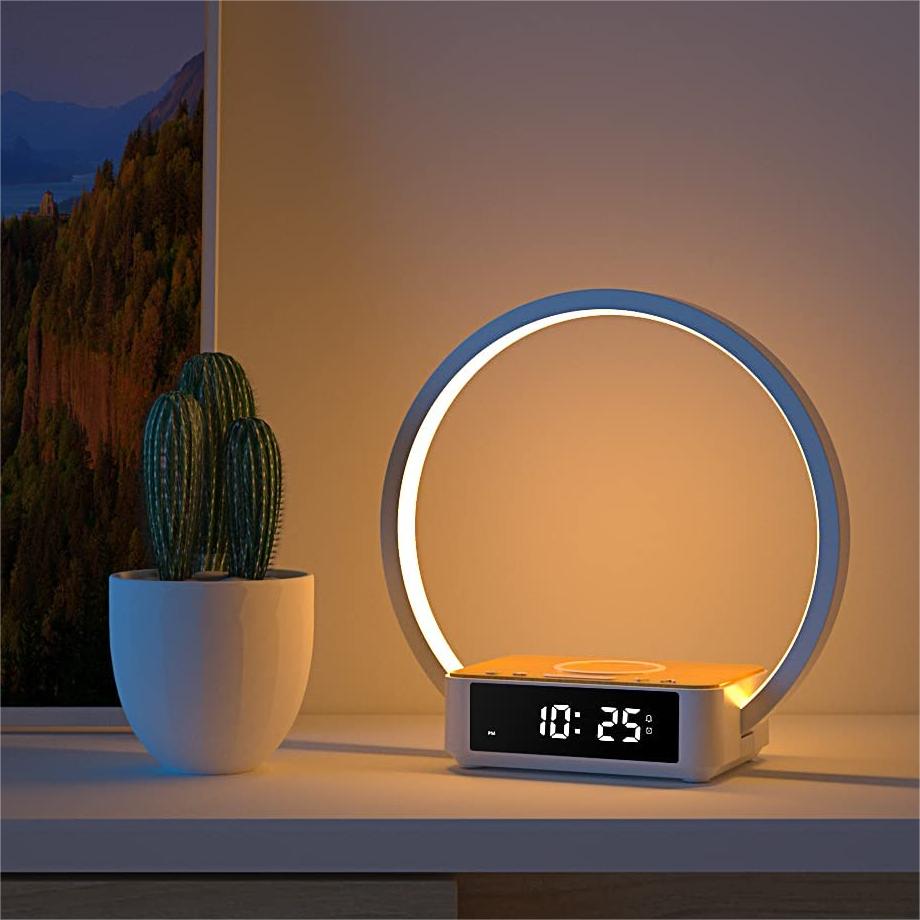 Touch Bedside Lamp with Alarm Clock and Fast Wireless Charging Unique